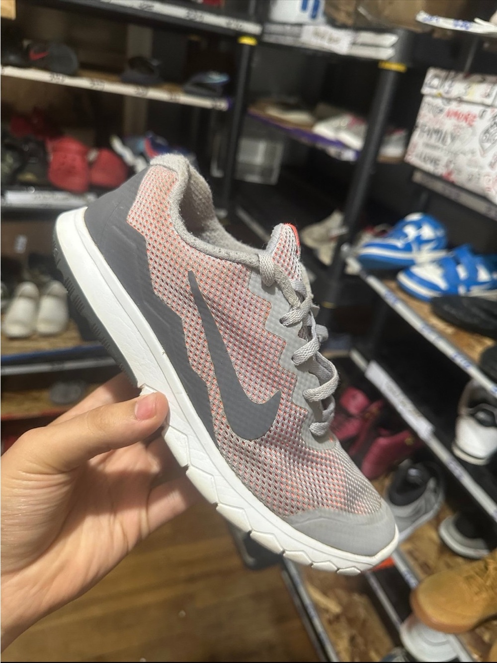 Nike Grey and Pink Mesh Run Trainer